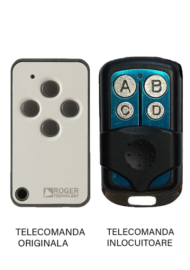 Telecomanda inlocuitoare poarta garaj de 2 si 4 canale cod fix 433.92MHz Roger E80 compatibila cu originalul (845)