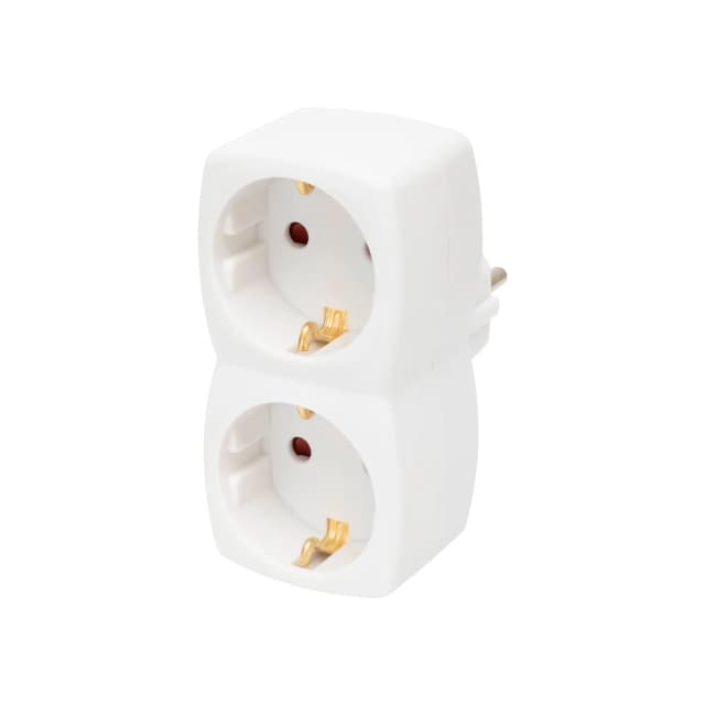 Dublu stecher distribuitor cu impamantare 2x Schuko 3680W 16A alb Home NV 22