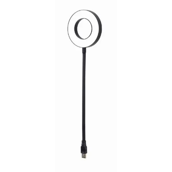 Lampa LED alb rece 6500K 3W 3.5"cu mufa USB 30cm 5V negru GEMBIRD NL-LEDRING-01