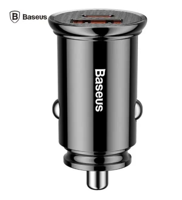 Incarcator bricheta auto 30W Baseus CCALL-YS01 Circular Plastic PPS 1x USB 4.5V /5A 1x USB Type-C 5V /3A negru