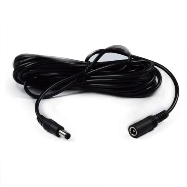 Cablu prelungitor 2x0.5mm2 DC 5.5/2.1 mufa - DC 5.5/2.1 soclu 5m 3A drept negru POS POSDC-Y-PS21-5.0