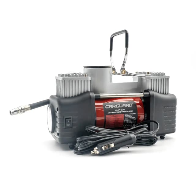 Compresor auto 12V Carguard COM002 Heavy-Duty dublu cilindru 50L/min 150PSI LED +kit reparatie anvelope
