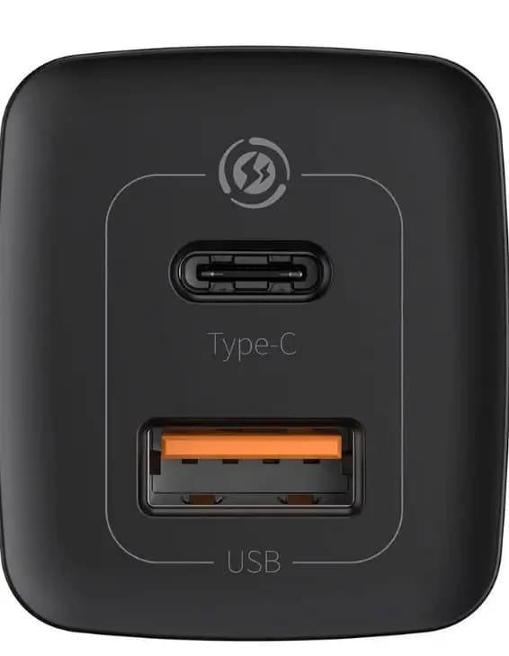 Incarcator retea Baseus GaN2 Lite Quick Charge 65W 1x USB 5V/3A 1x USB Type-C 5V/3A negru CCGAN2L-B01