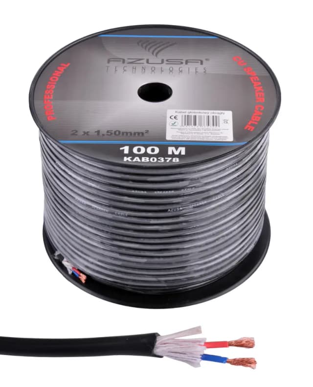 Cablu difuzor Profesional 10m rotund izolat 2x1.5mm Cupru + fire bumbac 7.2mm AZUSA KAB0378-10