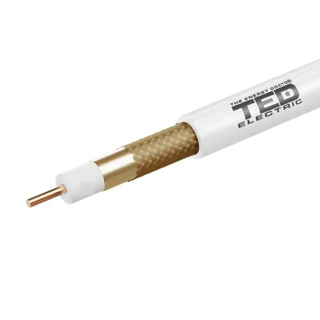 Cablu coaxial 20m 75ohm RG6 7mm cupru +tresa CCA TED Wire Expert New TED002365-20