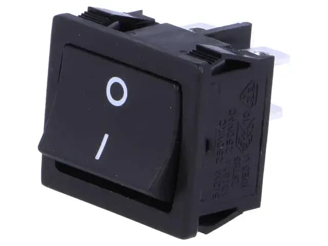 Comutator cu retinere 2 pozitii ON-OFF 6A /250VAC 22x19.6 mm negru SCI R13-33A-02-BB-2D