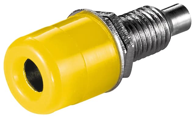 Priza banana galbena 4mm pentru montare pe panou cu lipire Goobay 11672